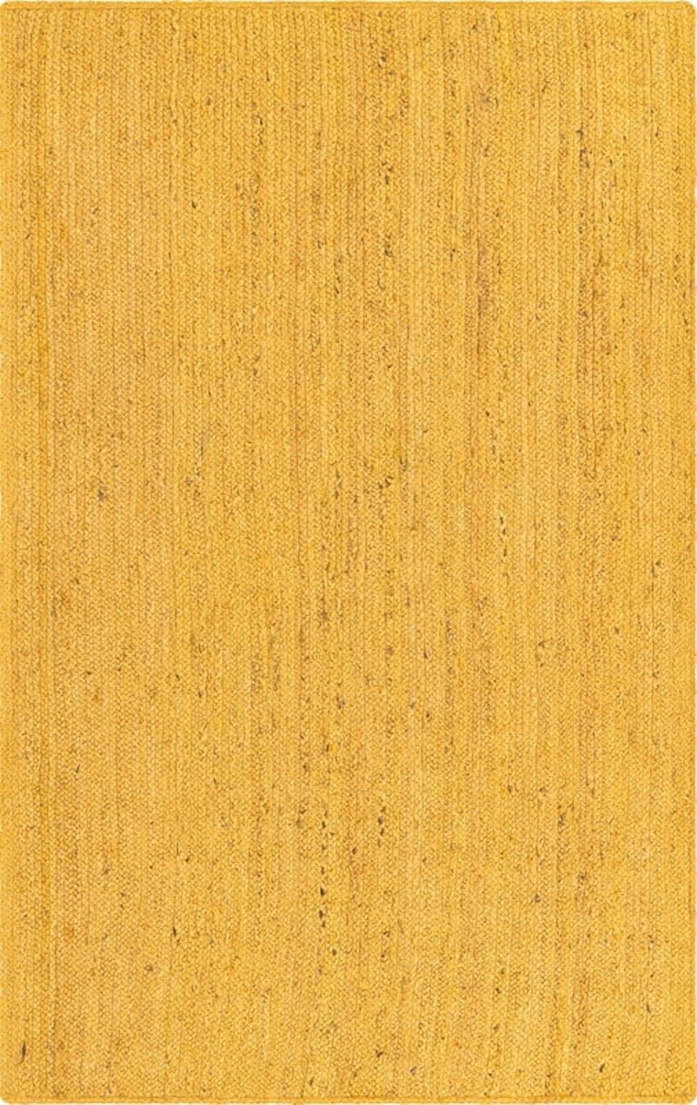2x3 Ft Yellow Jute Area Rug | Handmade | Solid Farmhouse Design | Natural Jute Rug for Living Room | Dining Room | Bedroom | Kitchen | Hallway | Entryway