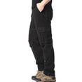 thumbnail image 1 of Monos sueltos con bolsillos grandes para hombre, pantalones tácticos militares para deportes al aire libre, trotar, cintura elástica, pantalones de trabajo informales de algodón puro, 1 of 3