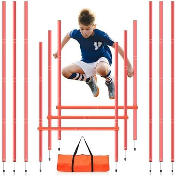 Soccer Agility Training Slalom Poles Adjustable Orange Agility Poles for Outdoor Agility Training Poles Equipment Applicable to Speed Physical Fitness Training Fitness Soccer & Basketball Training