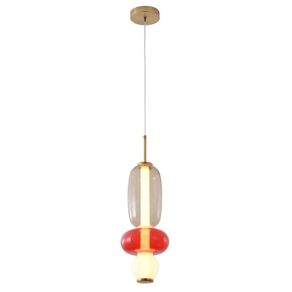 Design Living LED Pendant, White, Grey, & Red