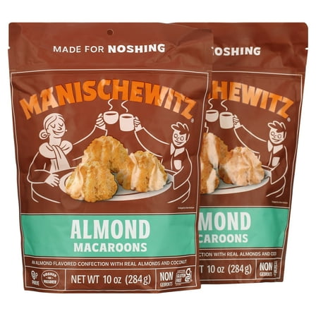 Manischewitz Macaroon Almond, Kosher For Passover, 10 Ounce Resealable Bag Pack of 2, Total of 20 Oz