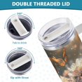 thumbnail image 5 of Butterflies Crystal Flowers 40 oz Tumbler with Handle Insulated&nbsp;Travel Mug&nbsp;Lid Straw Leak Proof Steel Vacuum Water Bottles Glasses Fits in Car Cup Holder, 5 of 7