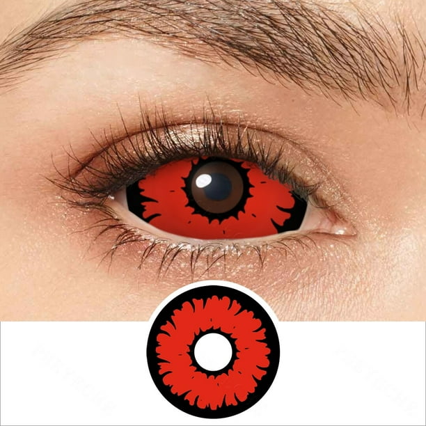 Lentes de contacto de Demon Sclera, lentes de contacto de Ojos de vampiro Zombie para fiesta, color negro, 22MM