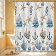 thumbnail image 2 of Starfish Beach Theme Shower Curtain Fabric Tropical Sea Waves Seashell Conch Hawaiian Seaside Scene, Ocean View Cloth Shower Curtains with Hooks for Home Hotel Decor, 2 of 6