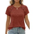 thumbnail image 3 of Women'S Short Sleeve Shirts Business Casual Blouses Dressy Work Tunic Top Sweaters Fashion Clothes Caramel Color M, 3 of 7