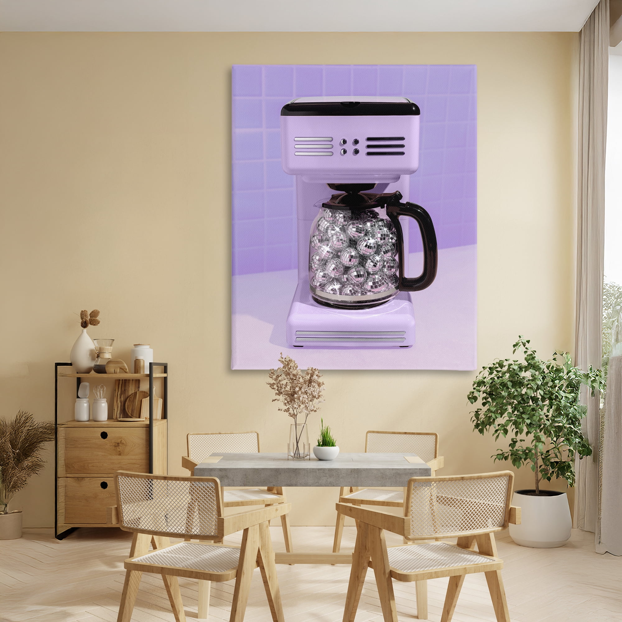 Stupell Industries Disco Coffee Maker over Purple Canvas Wall Art, design by LISH Creative