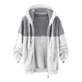 thumbnail image 5 of VISALY Womens Zip Up Hoodies Sweater Jacket Coat Stitching Three- Pocket Soft Hooded Pullover Sweatershirt Warm Artificial Wool Coat Outwear Casual Sweaters Fleece Hoodies Winter Sweaters Grey M, 5 of 7