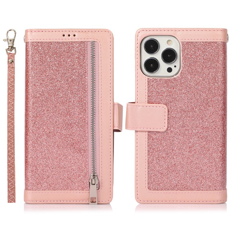 iPhone 12 Pro Max - Magnetic Wallet Case with Card Holder [Pink]