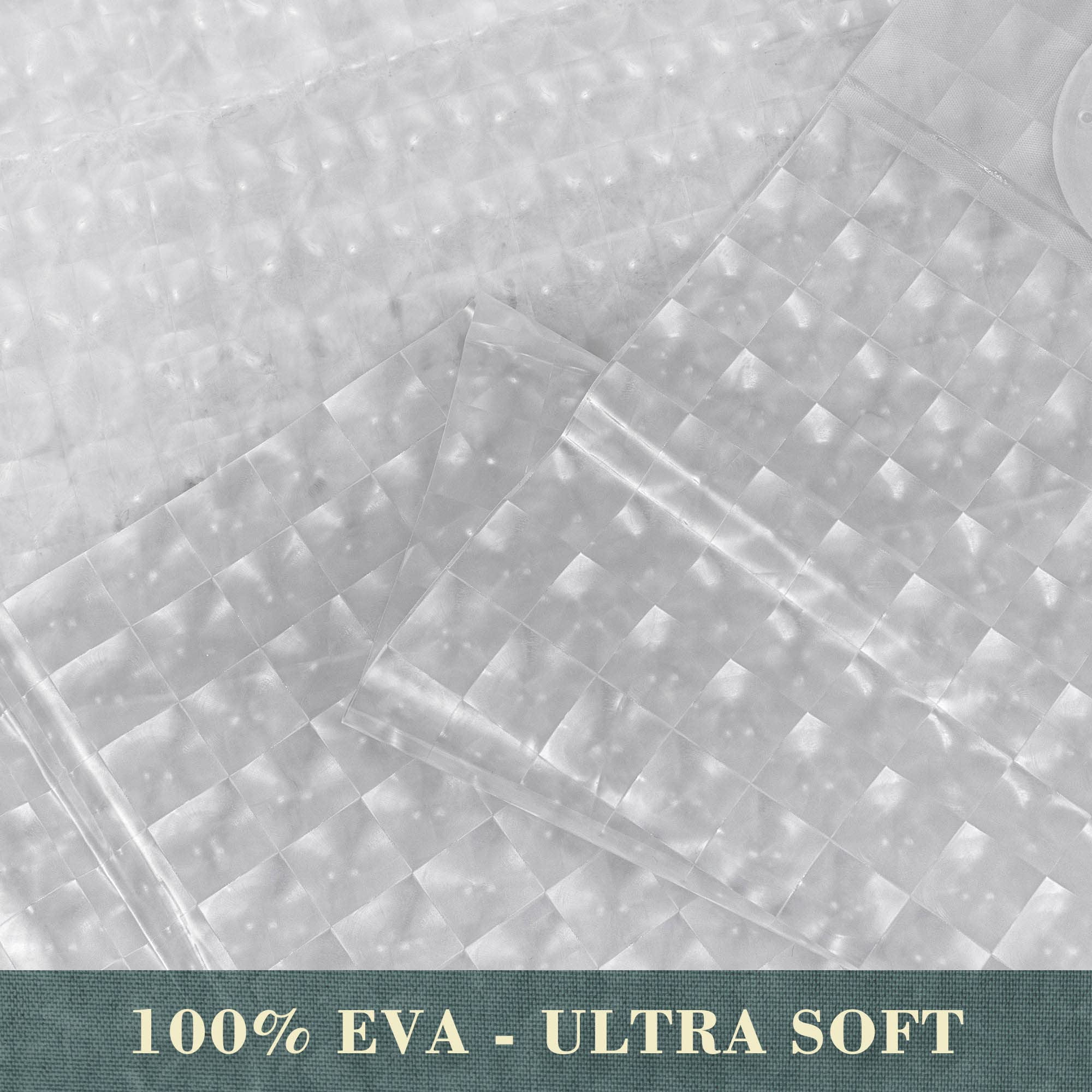 No Hook Shower Curtain Or Liner - 8g Heavy Duty Grid Bathroom Hooks Required  Waterproof Plastic & Pvc Free Standard Size 71 X 74 Square