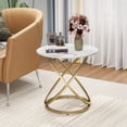 thumbnail image 5 of ASYA Marbling Natural Stone End Table, Round Accent Side Table for Living Room, Small Nightstand for Bedroom, Gold Frame, 5 of 11