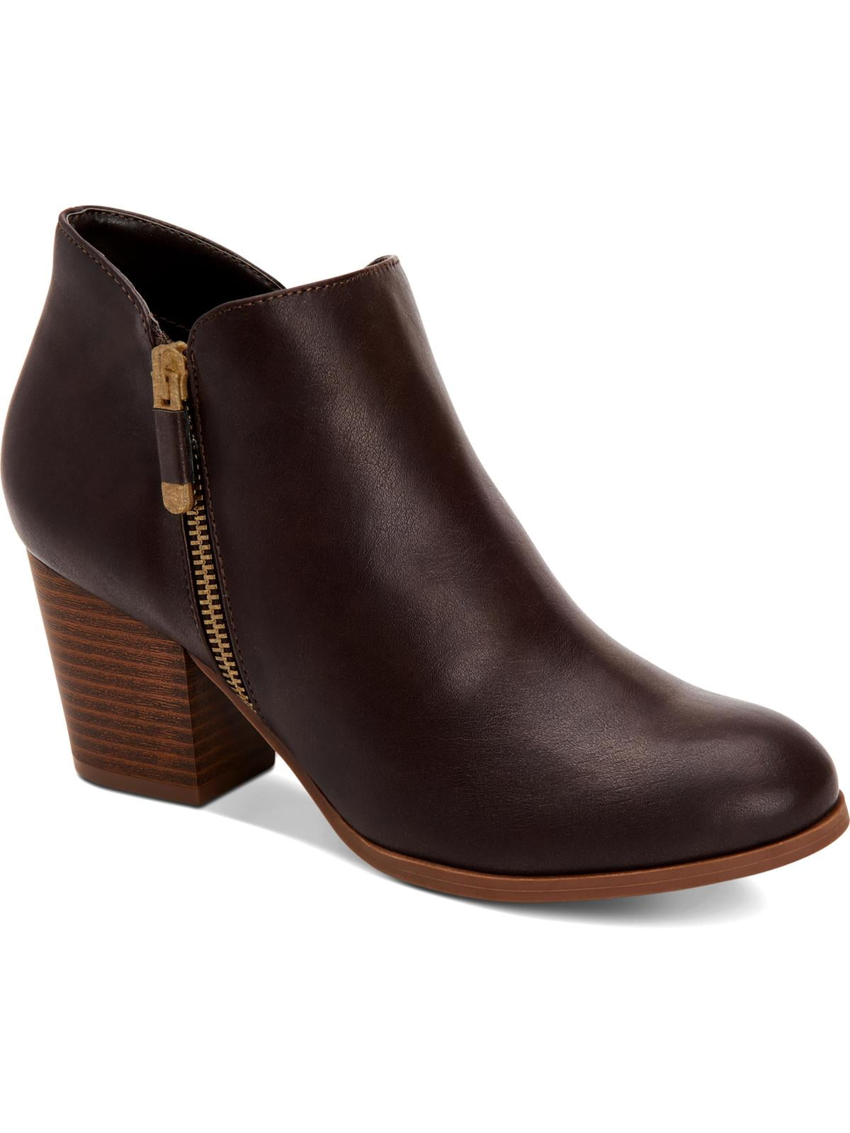 Style & Co Womens Masrinaa Faux Leather Double Zip Booties 