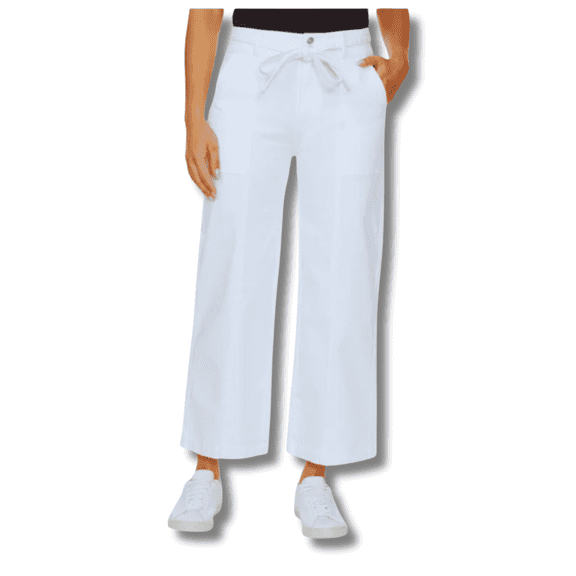 Hudson Women’s Wide Leg Belted Jeans, Stretch Denim, White, Size 10/30