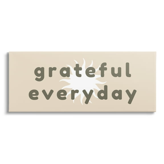 Stupell Industries Grateful Everyday Abstract Shining Sun Neutral Tones Graphic Art Gallery Wrapped Canvas Print Wall Art, Design by Daphne Polselli