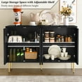 thumbnail image 2 of CBJCBJ 47.24"W Modern 4-Door Credenza with 3D Floral Doors & Shelves, Storage Sideboard for Dining Room, Kitchen  Black, 2 of 10