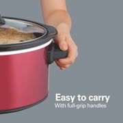 Hamilton Beach 6 Qt Slow Cooker, Stoneware Crock with Removable Pot, Red