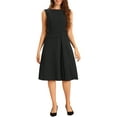 thumbnail image 2 of INSPIRE CHIC Tie Waist Work Dress for Women's Boat Neck Midi Sleeveless Dress XL Black, 2 of 6