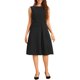 thumbnail image 2 of Vestido de trabajo con cintura ajustable INSPIRE CHIC para mujer, vestido midi sin mangas de cuello barco, color negro, 2 of 6