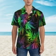 thumbnail image 3 of Rainbow Weed Leaves Mens Hawaiian Shirt Short Sleeve Casual Button Up Tropical Summer Beach Shirt, 3 of 9