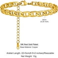 thumbnail image 6 of ChainsHouse Gold Plated Figaro Ankle Bracelets for Women 8.5" Summer Beach Chain Anklets Birthday Holiday Jewelry Gifts, 6 of 7