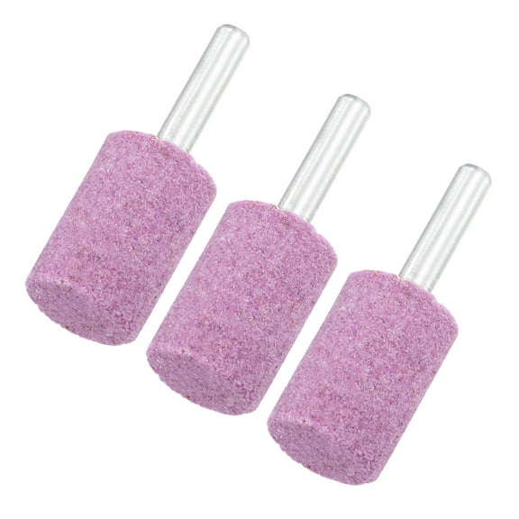 Uxcell 3-Pack Abrasive Mounted Stone Grinding Bits, 1/4 IN(6mm) Shank Polishing Sanding Drill Bit 0.79IN(20mm) Dia Cylinder [Pink]