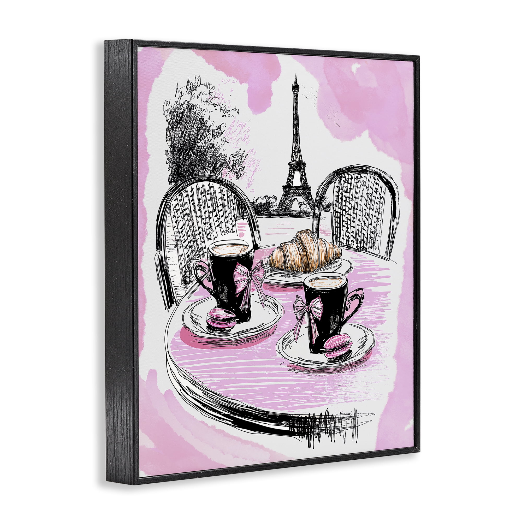 Stupell Industries Pink Parisian Cafe Breakfast Black Framed Giclee Art, design by Jess Stempel