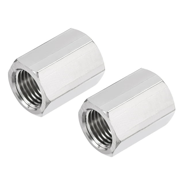 Unique Bargains Raccord de Tuyau Hexagonal en Cuivre Nickelé Filetage Femelle G1/4, Lot de 2