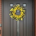 thumbnail image 4 of Tkrady 15.75inch Artificial Forsythia Flower Wreath Spring Summer Fall Wreath Silk Leaves Wreath for Front Door Wreath Porch Farmhouse Patio Garden Home Decor (Yellow), 4 of 8