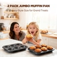 thumbnail image 2 of 2 Pack Jumbo Muffin Pan, Texas Size Nonstick Cupcake Pan, 6-Cup Giant Muffin Tin, Carbon Steel Baking Pan for Muffins, Cupcakes, Brownies, Easy Clean & Heavy Duty, 2 of 7