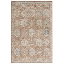 SAFAVIEH Silverado Lula Oriental Polyester Area Rug, Rust/Blue, 4' x 6'