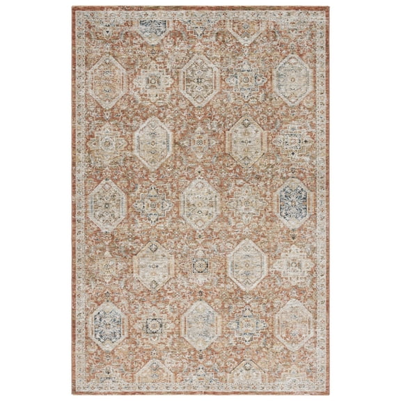 SAFAVIEH Silverado Lula Oriental Polyester Area Rug, Rust/Blue, 4' x 6'