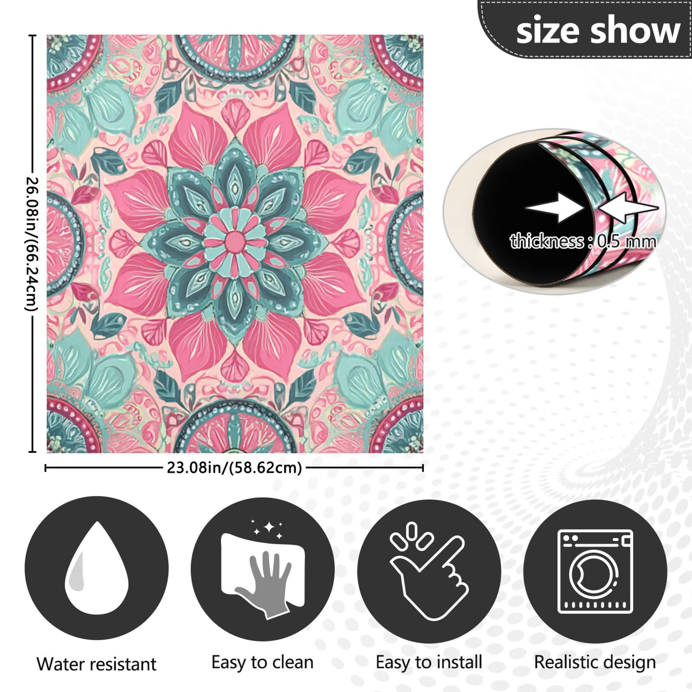 IAUYY Magnetic decorative sticker - 23x26 Inch PVC Refrigerator Decorative Cover, Removable DIY Art for Kitchen Appliances Green Combination