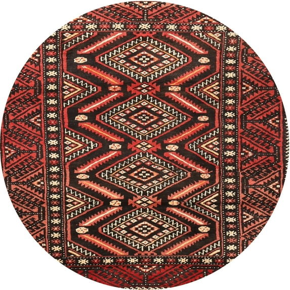 Ahgly Company Indoor Round Traditional Saffron Red Persian Area Rugs, 3' Round