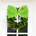 thumbnail image 4 of Guvpev Christmas Tree Topper Bow - 14 x 8'' Large Green Furry Gr-inch Bow Tree Toppe with Glitter Heart for Indoor Outdoor Christmas Decorations Holiday Party Supplies Gr-inch Tree Topper Decorations, 4 of 6