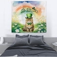 thumbnail image 3 of Happy St. Patrick’s Day Exotic Shorthair with Green Hat Shamrocks Rainbow Tapestry Cat Lover Kitten Owner Gifts Wall Hanging Backdrop Home Decor - 03007, 3 of 5