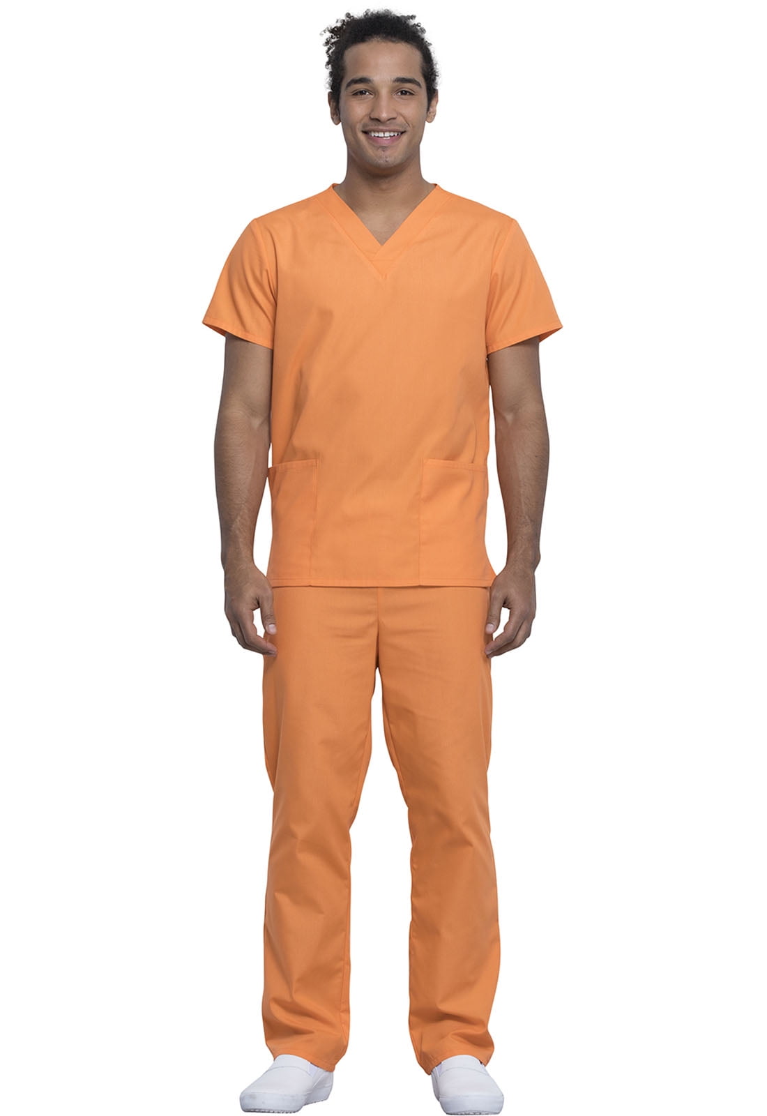 Cherokee Workwear Originals Unisex Scrubs Set for Top and Pant WW530C, L, Fresh Orange