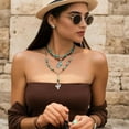 thumbnail image 6 of Western Necklaces Boho Layered Charm Necklace for Women Turquoise Beaded Choker Ox-head Pendant Necklace Western Jewelry for Women Cowgirl Accessories, 6 of 7