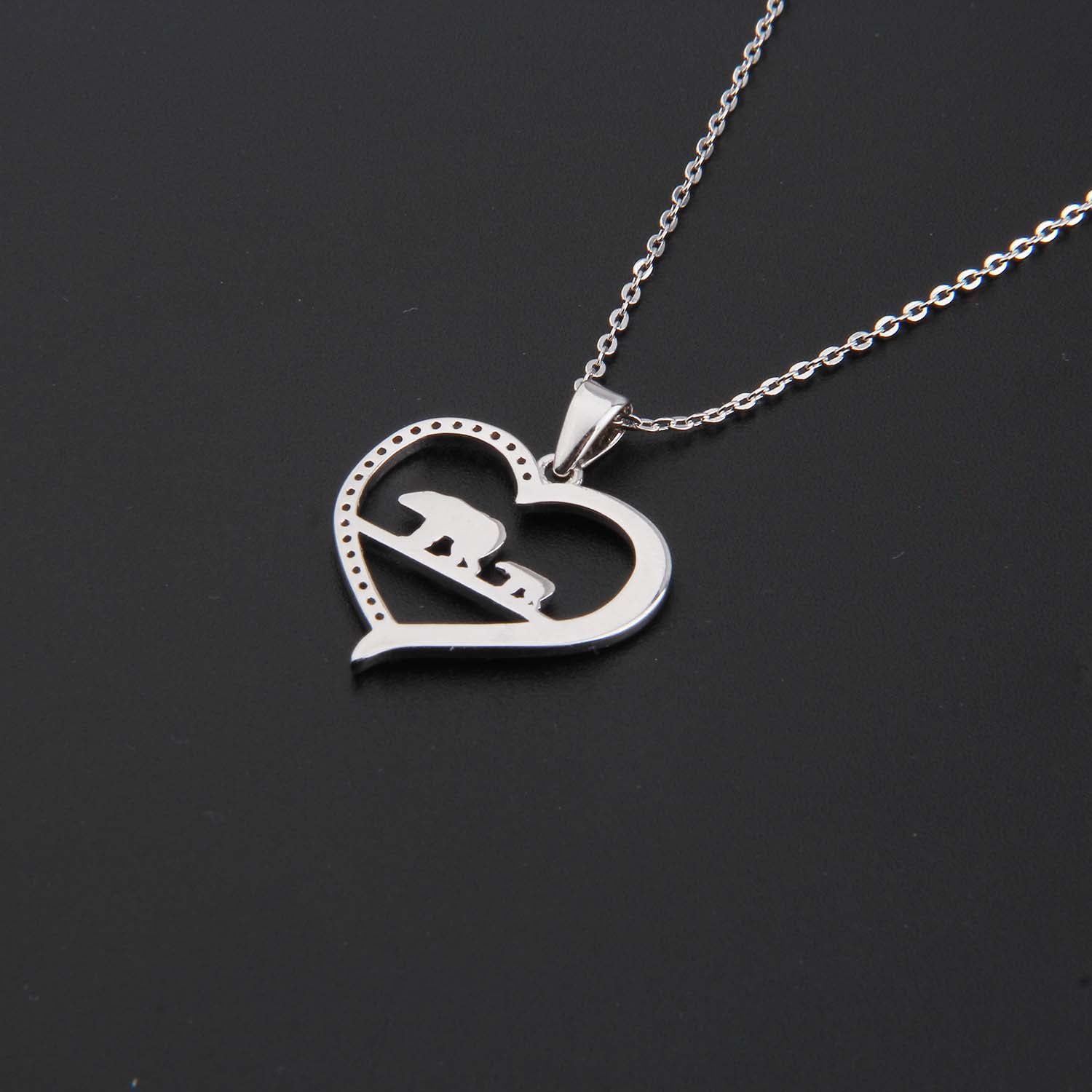 Wild Animal Cool Black Horse Sunset Art Necklace Personalized Engraved Heart Custom Gift Pendant-Valentines Day Love