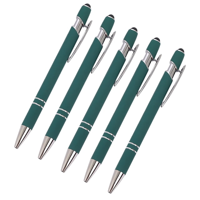 H Aluminum Rod Pen Spray Adhesive Click Pen Two Use Screen Touch Business Student Writing Pen 5Pc 0.5Mm Metal Ballpoint Pen With Stylus Tip For Phone Tablet Writing