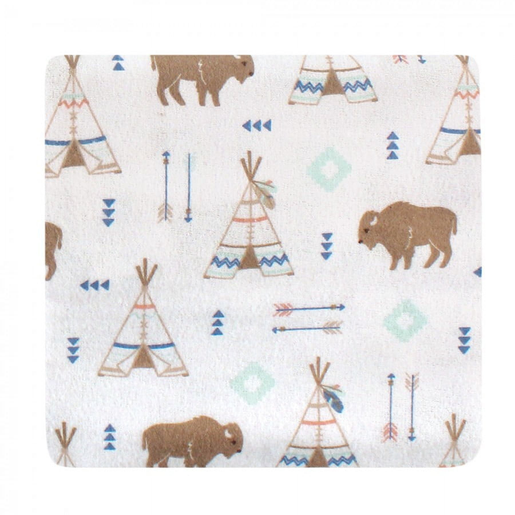 Hudson Baby Infant Boy Cotton Flannel Receiving Blankets Bundle, Blue Woodland, One Size