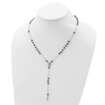 thumbnail image 6 of Auriga Fine Jewelry 925 Sterling Silver Rh-plated Black Beaded Rosary w/1.25in .ext. Necklace for Women 19", 6 of 7