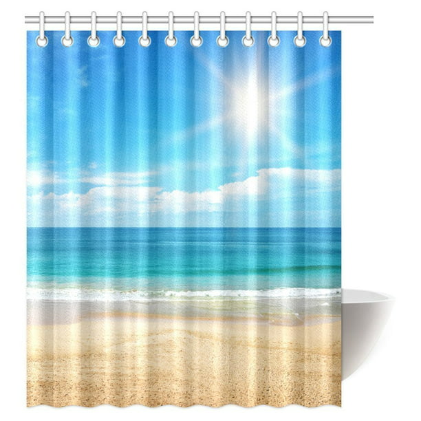 Mypop Nautical Coastal Seascape Ocean, Beach Themed Shower Curtain Sets