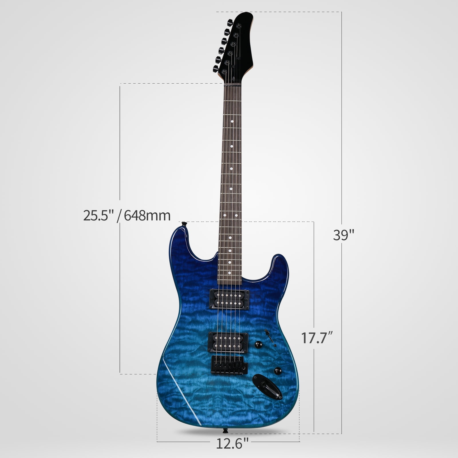 Ktaxon KST 39in Electric Guitar Beginner Kit w/ H-H Pickups, Capo