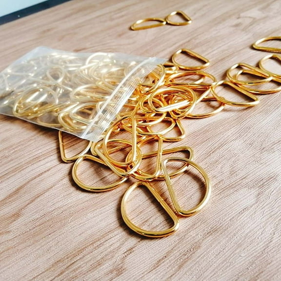 REOFLYUP 100PCS Metal D Rings Golden for Dog Collars and Adjustable Straps