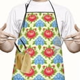 thumbnail image 2 of Pioneer Flower Floral Print Pattern Cotton Linen Apron with Pockets, Waterproof Adjustable, 33x27 Inch for Kitchen, Gardening, BBQ, Salon, 2 of 6