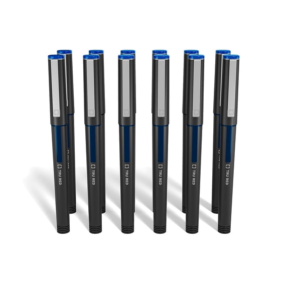 Staples TRU RED Rollerball Pens Conical Tip Blue 24/Carton TR57322VS