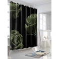 thumbnail image 3 of Fsddascl Sage Green Rose Shower Curtain Set - Long 72" x 84" Washable Bathtub Curtain with 12 Hooks, Vintage Abstract Garden Flower Floral Black Waterproof Fabric Stall Shower Curtains for Bathroom, 3 of 6