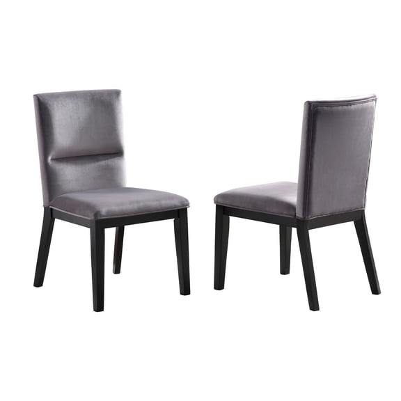 Steve Silver Amalie Gray Velvet Upholstered Dining Side Chairs, Set of 2