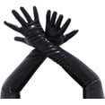 thumbnail image 2 of EXLATEX Latex Rubber Black Long Gloves Club Outfits Accessory Plus Size, 2 of 6