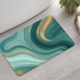 thumbnail image 2 of Teal Marble Gold Wave Pattern Bathroom Rugs Mat,Non Slip Microfiber Bathroom Rug,Rubber Backing,Soft Bathroom Mats for Bathroom Floor,Tub and Shower,17x27in(43x68cm), 2 of 5