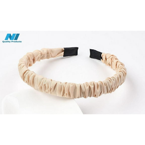 N1 Wrinkled Hairband Casual Design Women's Hair Hoop Headband, Hair Accessories - Pearl-white, New